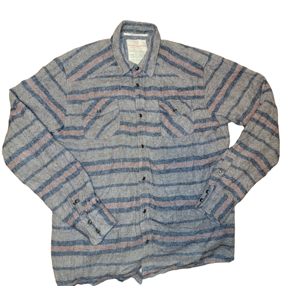 Scotch and Soda Specially Made MensWool Gray Lined Flannel Shacket- Size XL